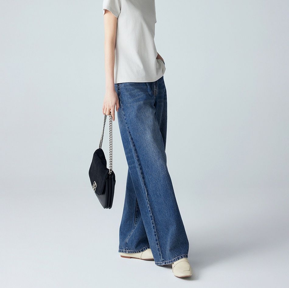 レディースジーンズパンツ リラックスワイドデニム