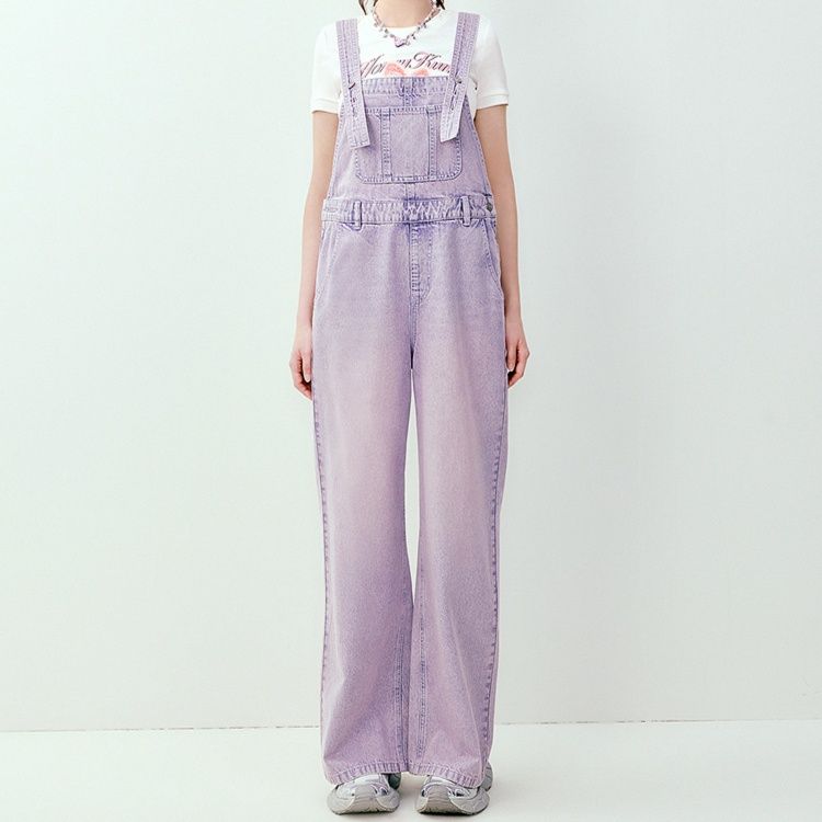 レディースジーンズパンツ ゆったりシルエット サロペット