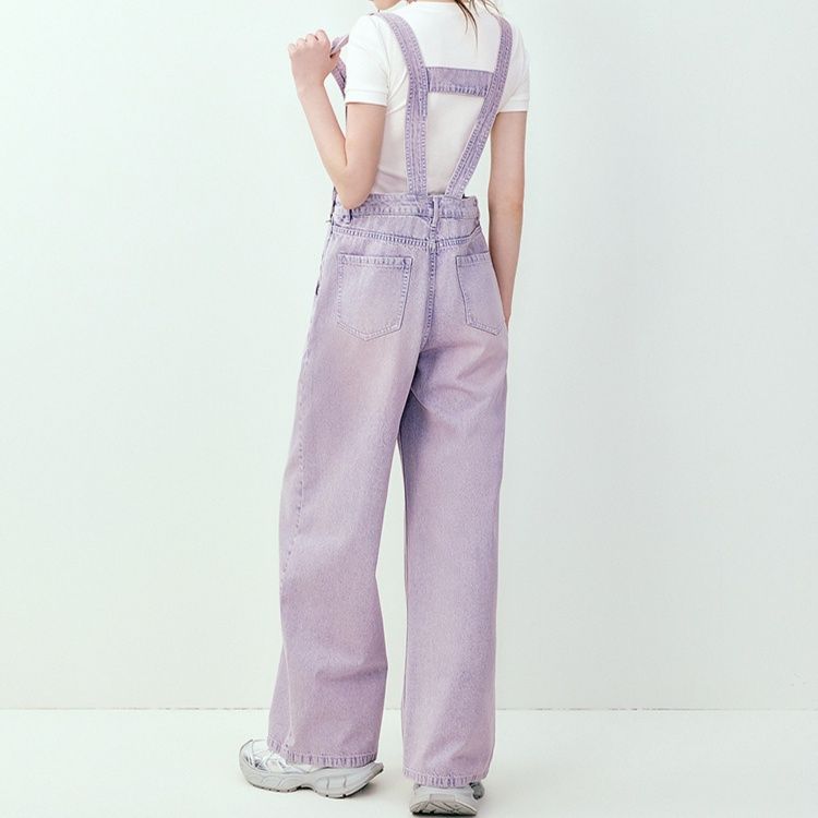 レディースジーンズパンツ ゆったりシルエット サロペット
