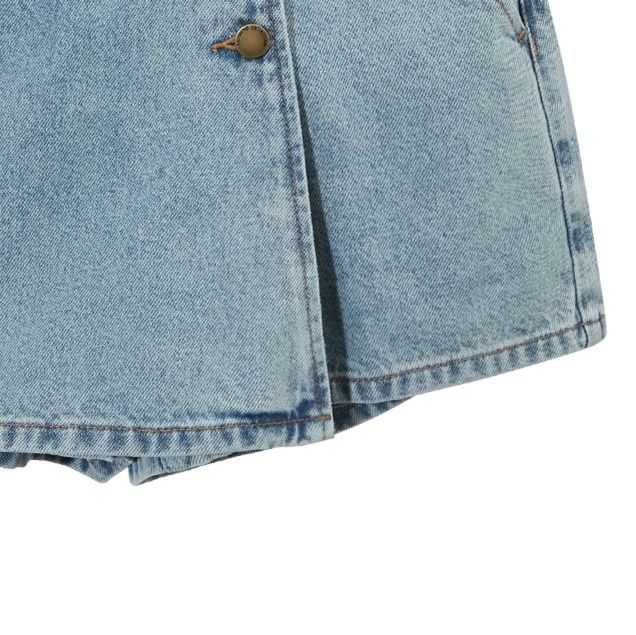 レディース ジーンズ 前ボタン レトロ風 デニムショートパンツ