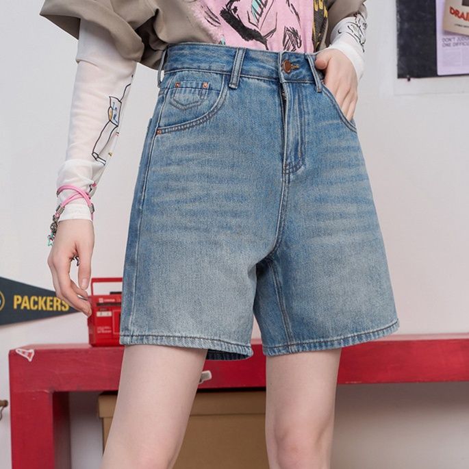 レディース ジーンズ すっきりシルエット ゆったりショートパンツ