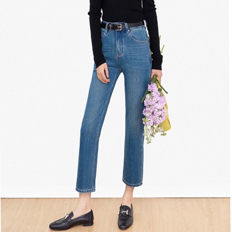 レディース ジーンズ すっきりシルエット ストレートデニム