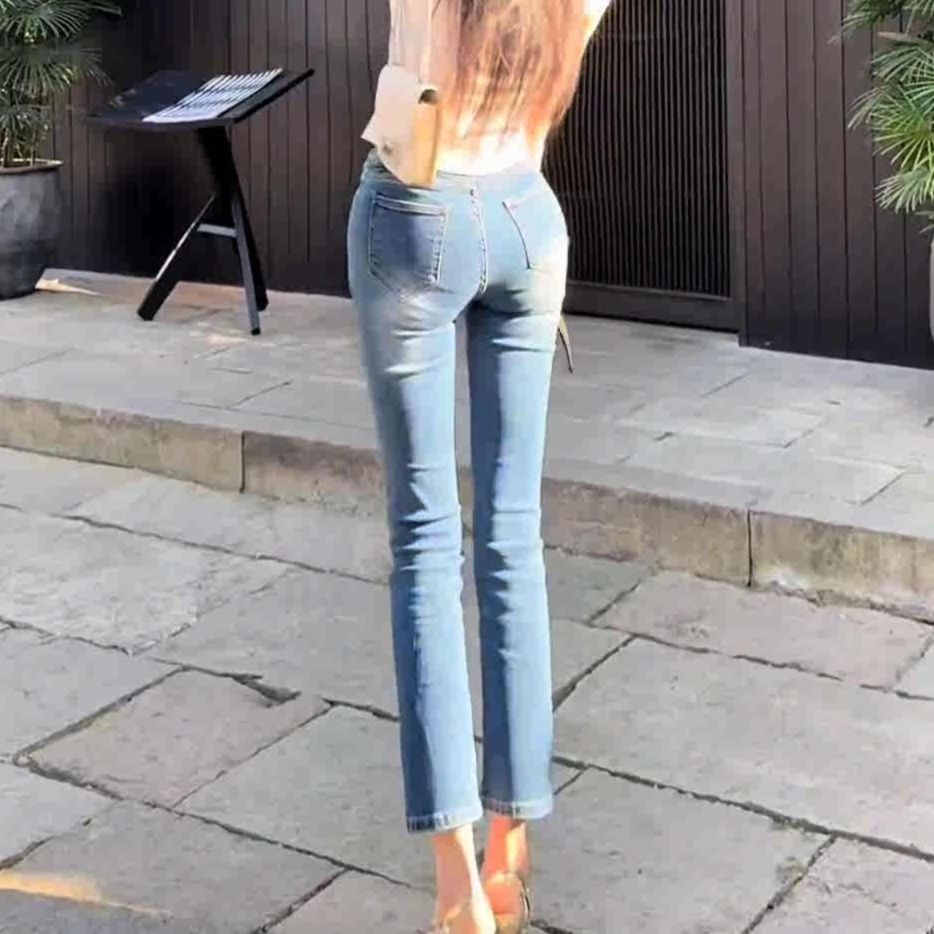 レディース ジーンズ 美脚魅せスリムストレートジーンズ