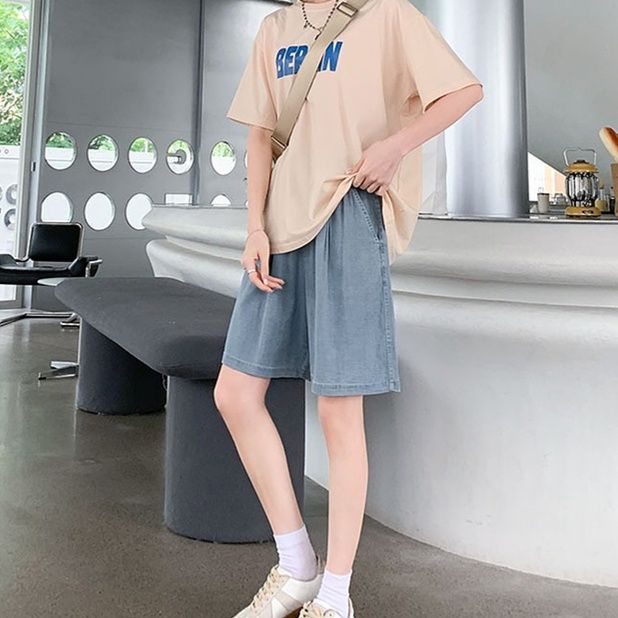 レディース ジーンズ ゆったりくつろぎデニムハーフパンツ
