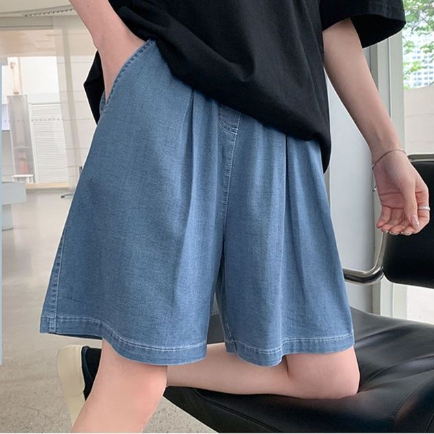 レディース ジーンズ ゆったりくつろぎデニムハーフパンツ
