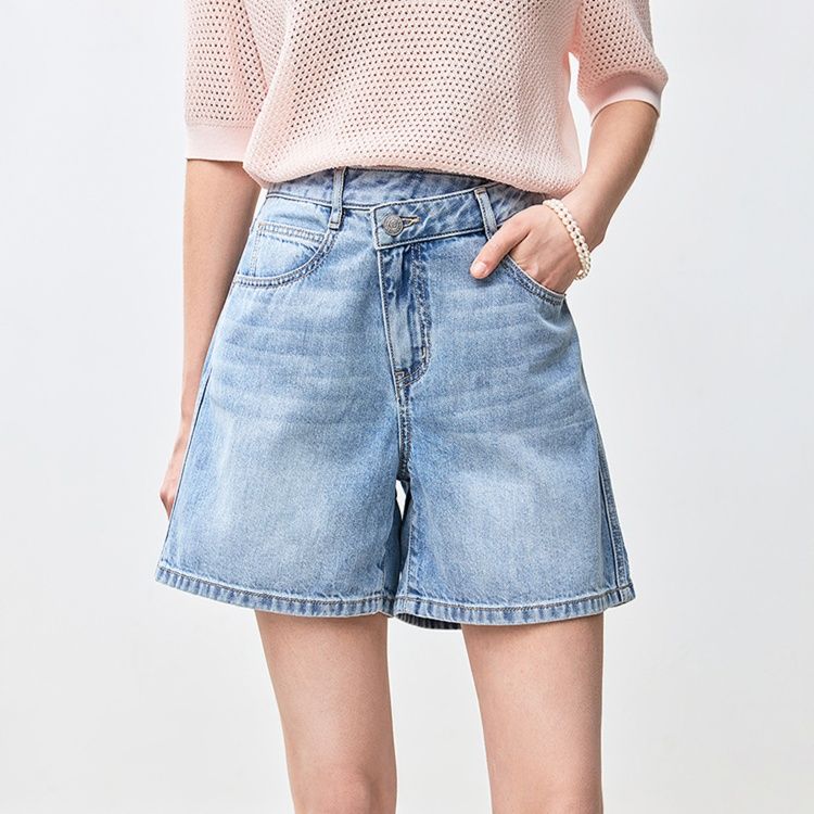 レディース ジーンズ ゆったりルーズ デニムショートパンツ