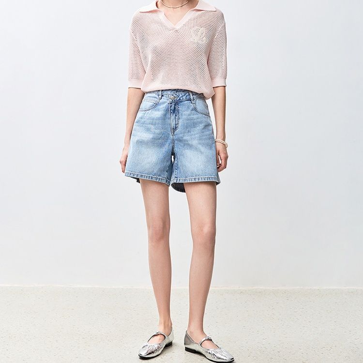 レディース ジーンズ ゆったりルーズ デニムショートパンツ