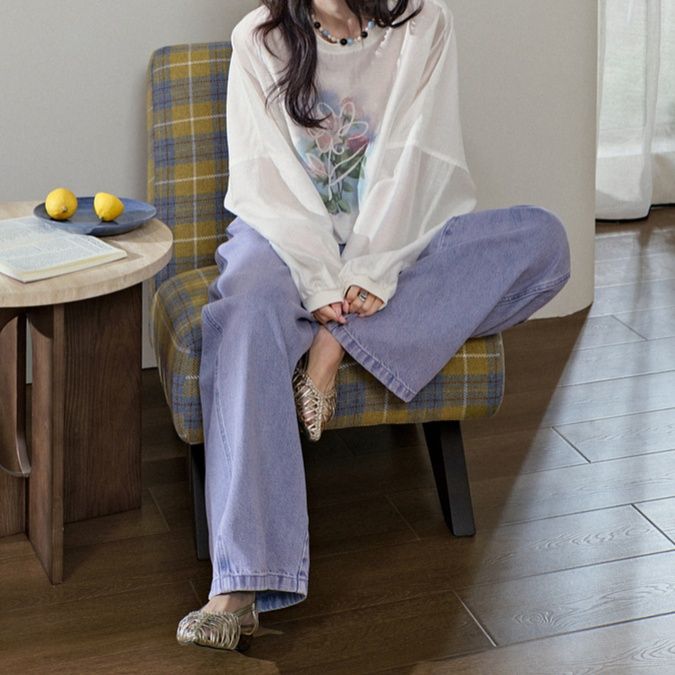 レディース ジーンズ ゆったりシルエットワイドデニム