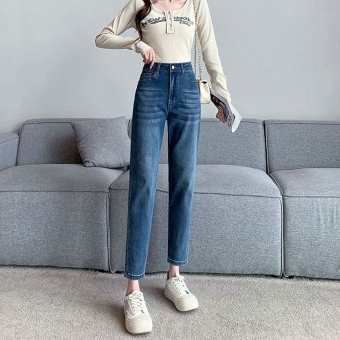 レディース ジーンズ すっきりシルエット ストレートデニム