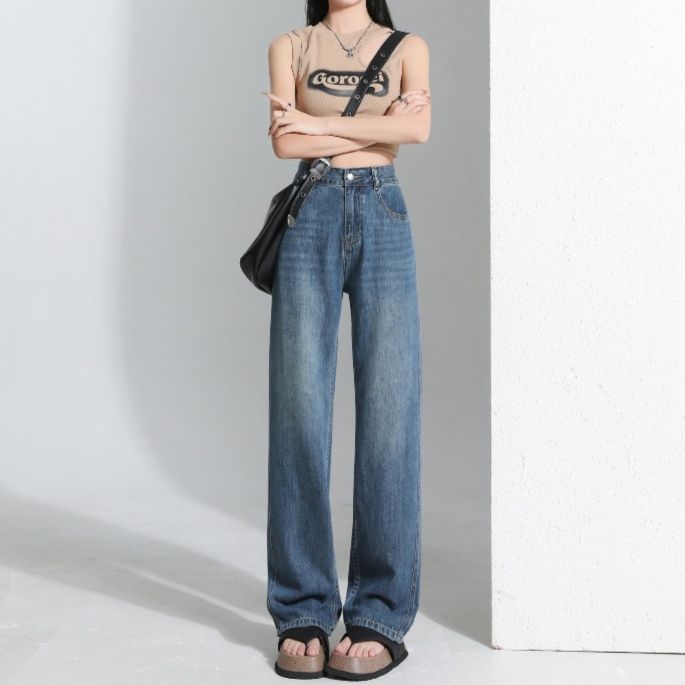 レディース ジーンズ すっきりシルエット ストレートデニム