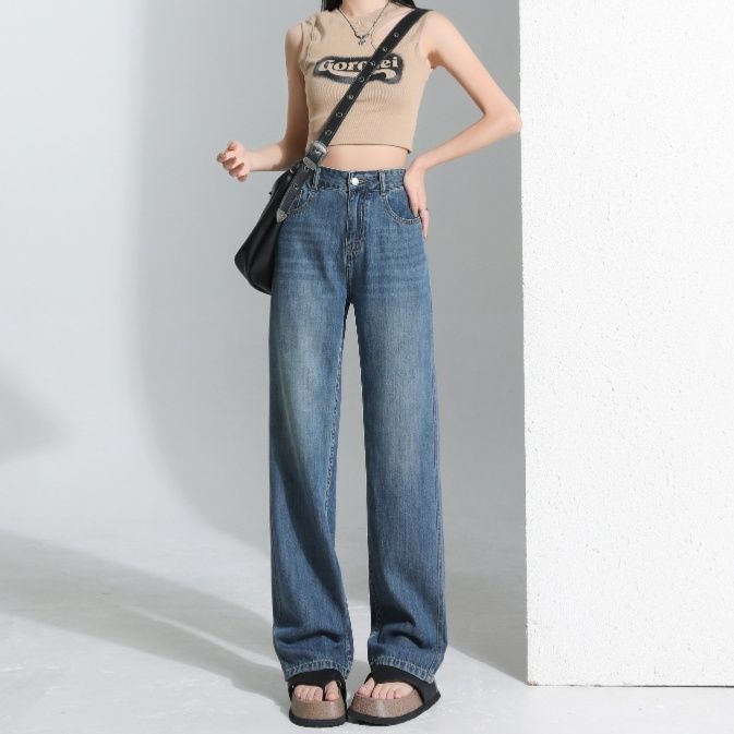 レディース ジーンズ すっきりシルエット ストレートデニム