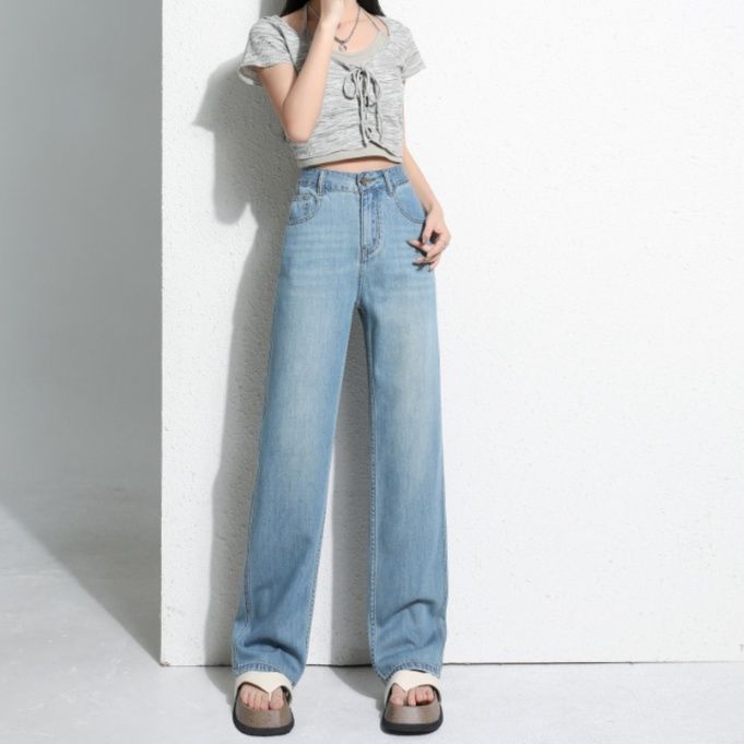 レディース ジーンズ すっきりシルエット ストレートデニム