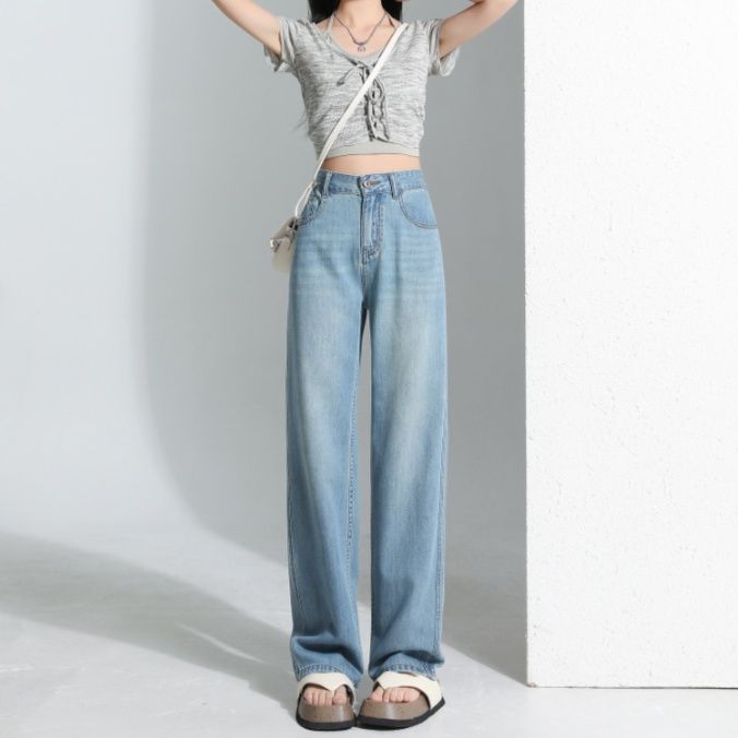 レディース ジーンズ すっきりシルエット ストレートデニム