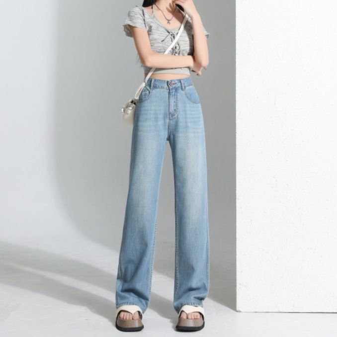レディース ジーンズ すっきりシルエット ストレートデニム