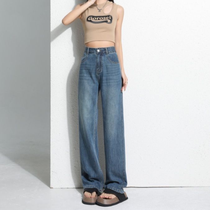 レディース ジーンズ すっきりシルエット ストレートデニム
