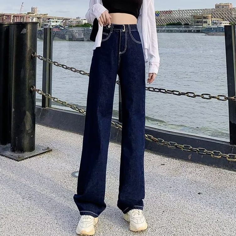 レディース ジーンズ ゆったりシルエットワイドストレートデニム