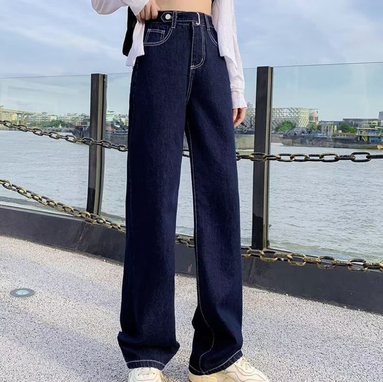 レディース ジーンズ ゆったりシルエットワイドストレートデニム