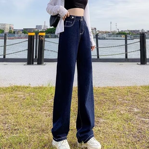 レディース ジーンズ ゆったりシルエットワイドストレートデニム