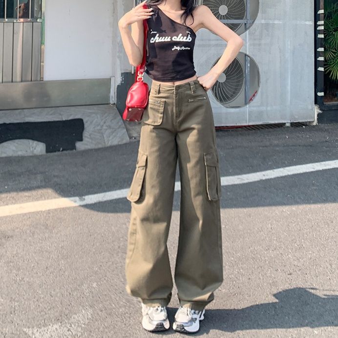 レディース ジーンズ ワイドシルエット カーゴパンツ