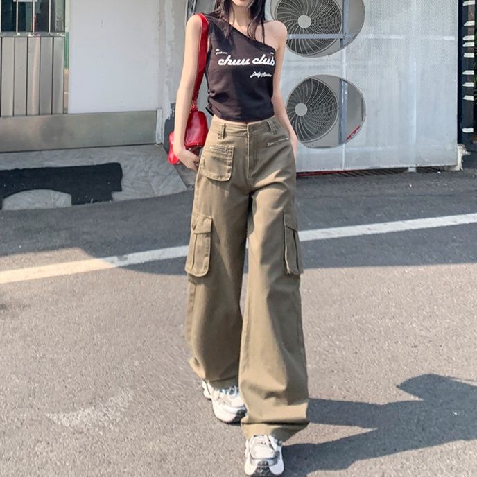 レディース ジーンズ ワイドシルエット カーゴパンツ
