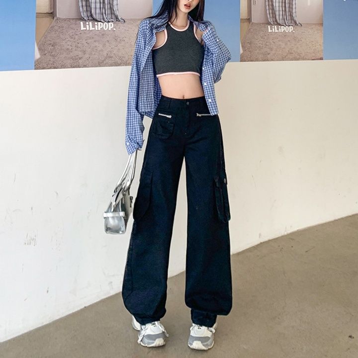 レディース ジーンズ ワイドシルエット カーゴパンツ