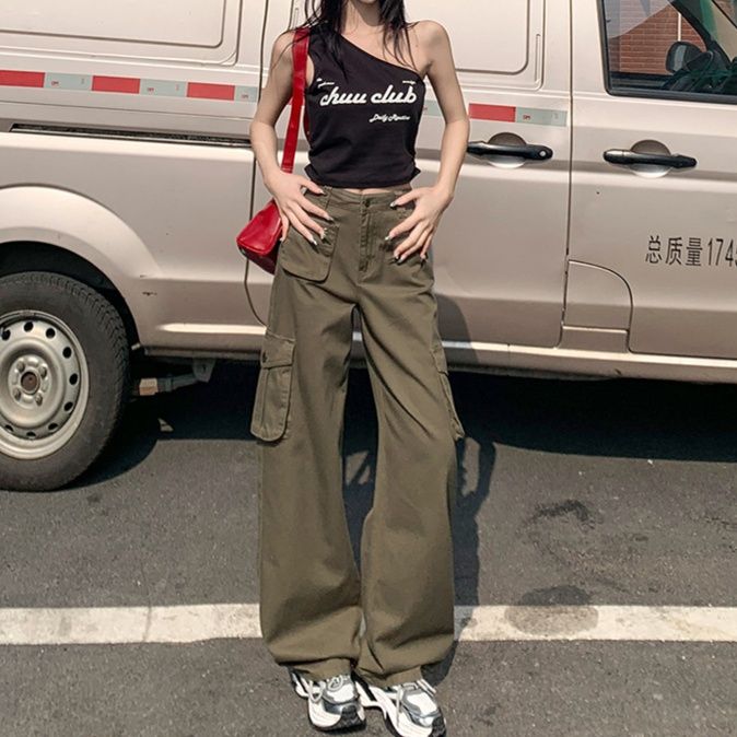 レディース ジーンズ ワイドシルエット カーゴパンツ