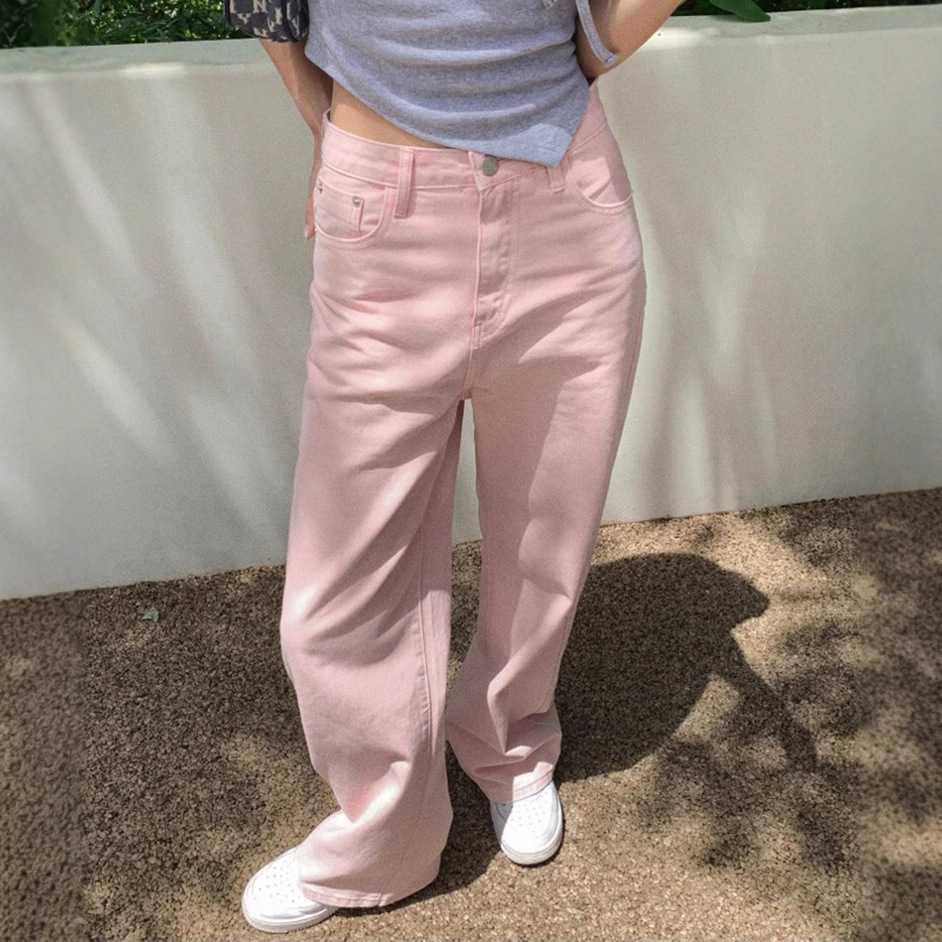 レディースジーンズパンツ 体型カバーストレートデニムパンツ