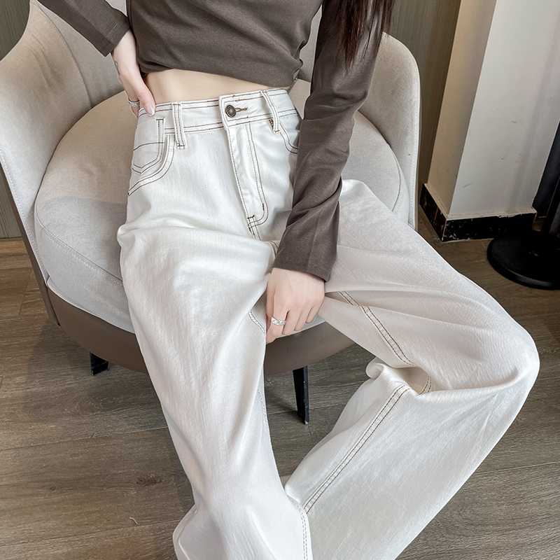 レディースジーンズパンツ ゆったりシルエット デニムパンツ