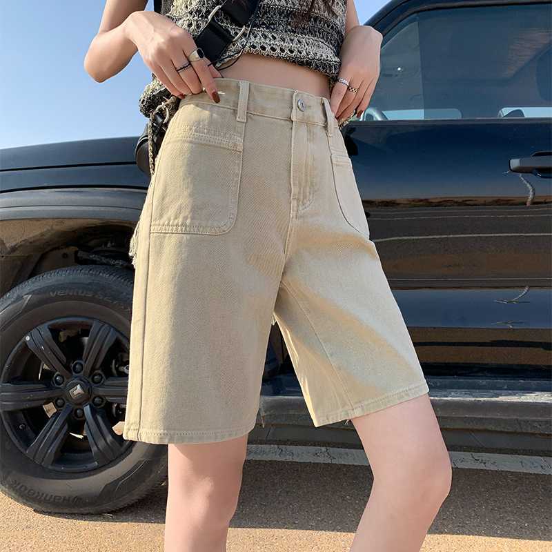 レディースジーンズパンツ ポケットデザイン デニムハーフパンツ