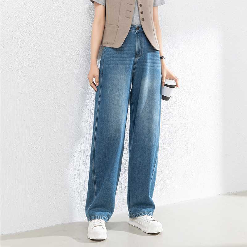 レディースジーンズパンツ ゆったりシルエット リラックスデニム