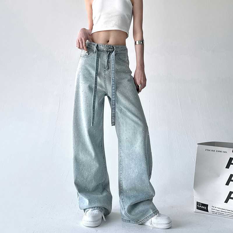 レディースジーンズパンツ きらめき輝くストレートデニム