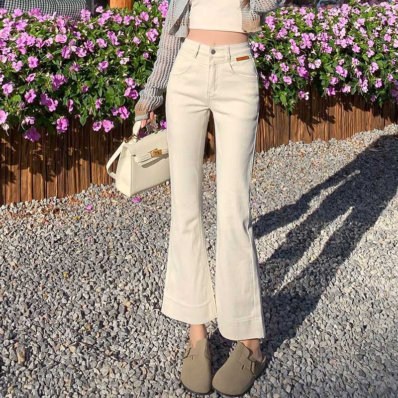 レディースジーンズパンツ ハイウエストフレアデニムパンツ