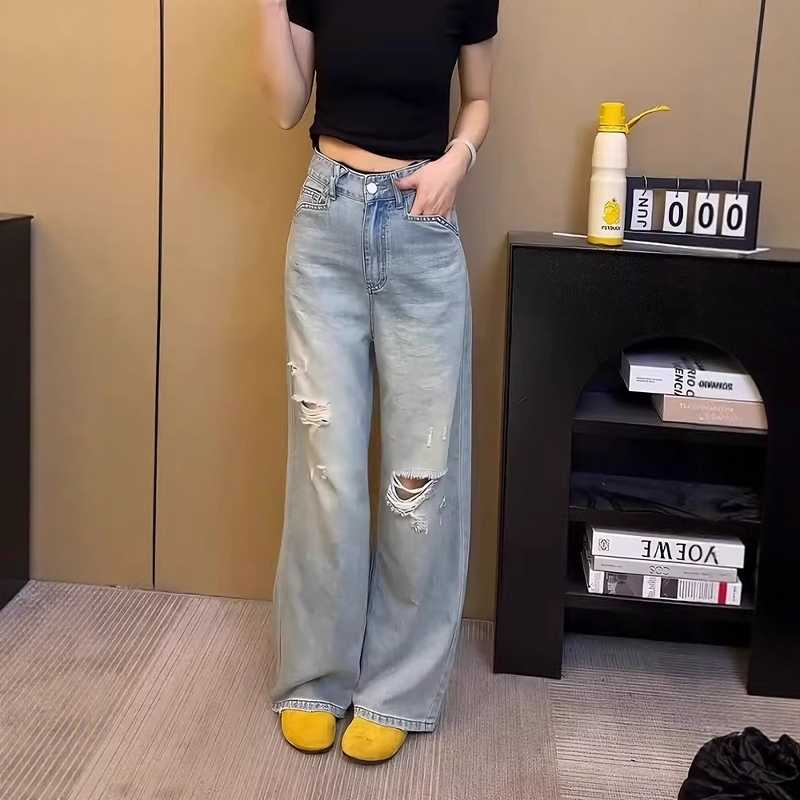 レディース ジーンズ ダメージデニム ストレート