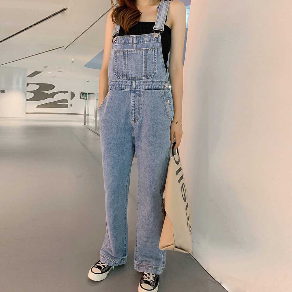 レディース ジーンズ 美脚効果 ストレートデニムサロペット