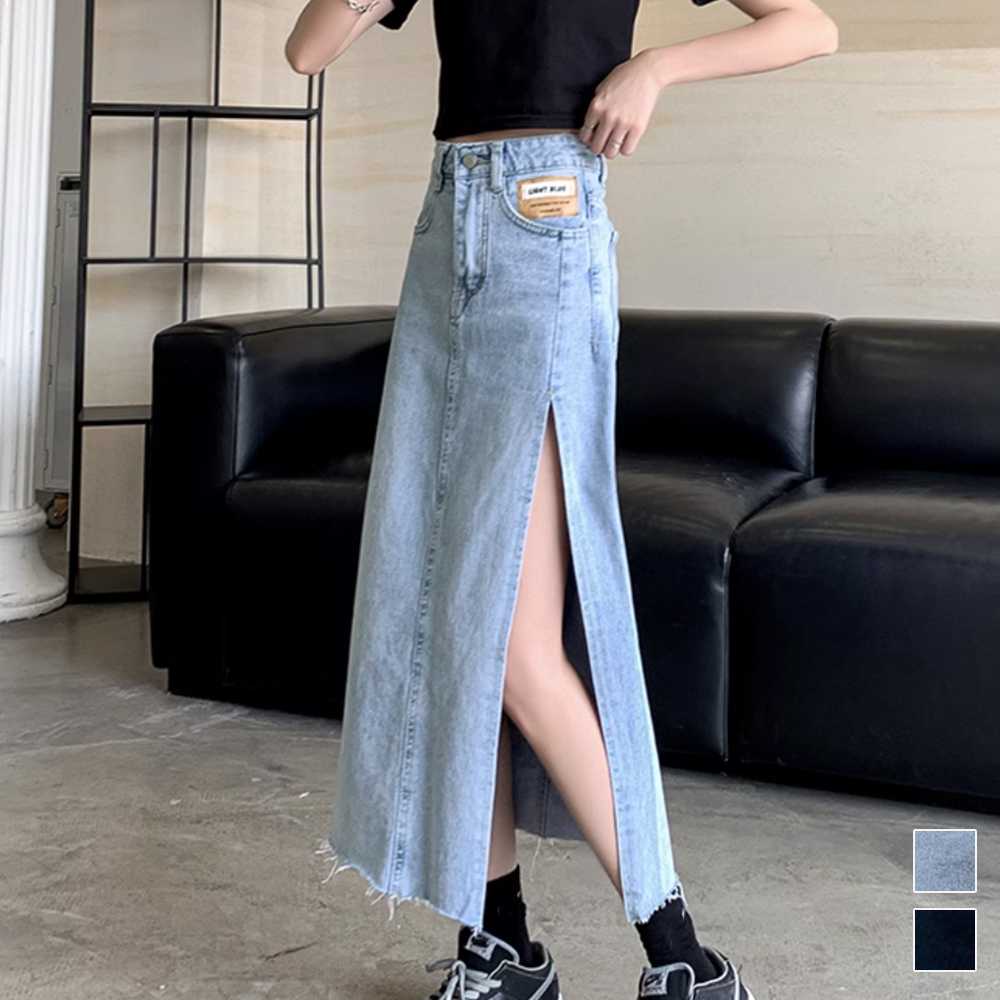 レディース ジーンズ ハイウエスト スリットデニムスカート 韓国風