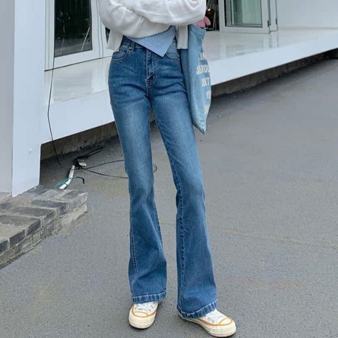 レディース ジーンズ 美脚ハイウエストフレアデニムパンツ