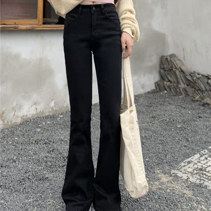 レディース ジーンズ 美脚ハイウエストフレアデニムパンツ