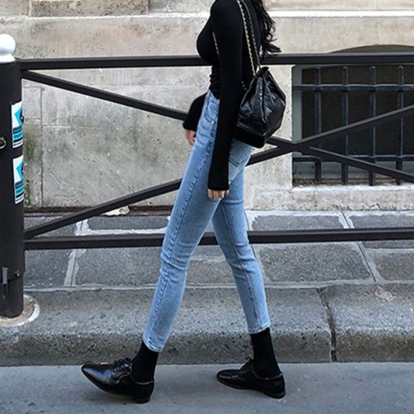 レディース ジーンズ 美脚ハイウエストスキニーデニムパンツ