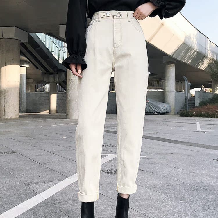 レディース ジーンズ ハイウエスト定番ストレートデニムパンツ