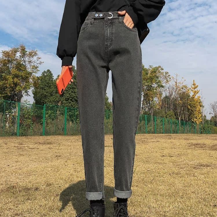 レディース ジーンズ ハイウエスト定番ストレートデニムパンツ