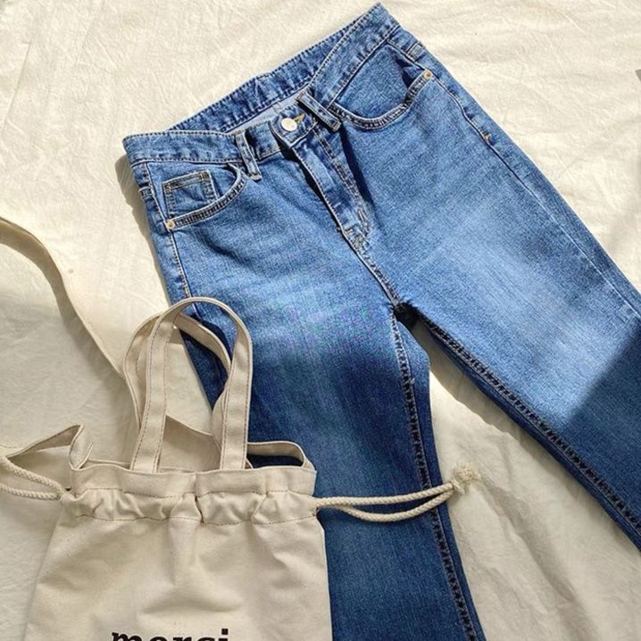 レディース ジーンズ 切りっぱなし九分丈スリムストレートデニムパンツ