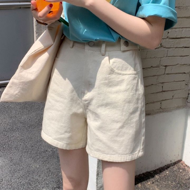 レディース ジーンズ ハイウエストデニムショートパンツ