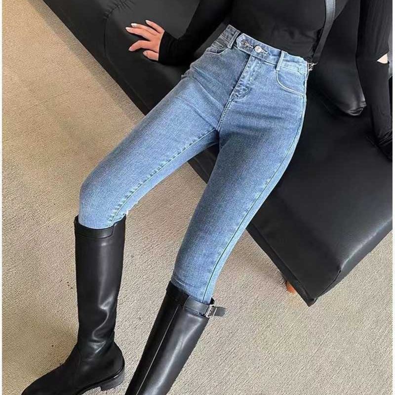 レディースジーンズパンツ ハイウエストストレッチスキニーデニム