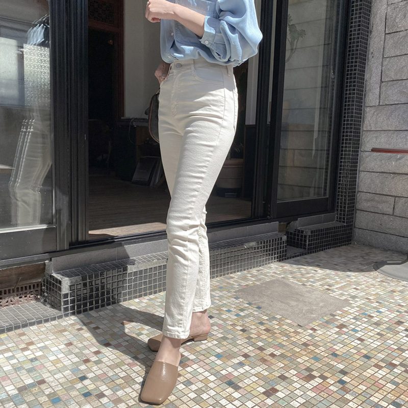 レディース ジーンズ ハイウエストスキニーデニムパンツ