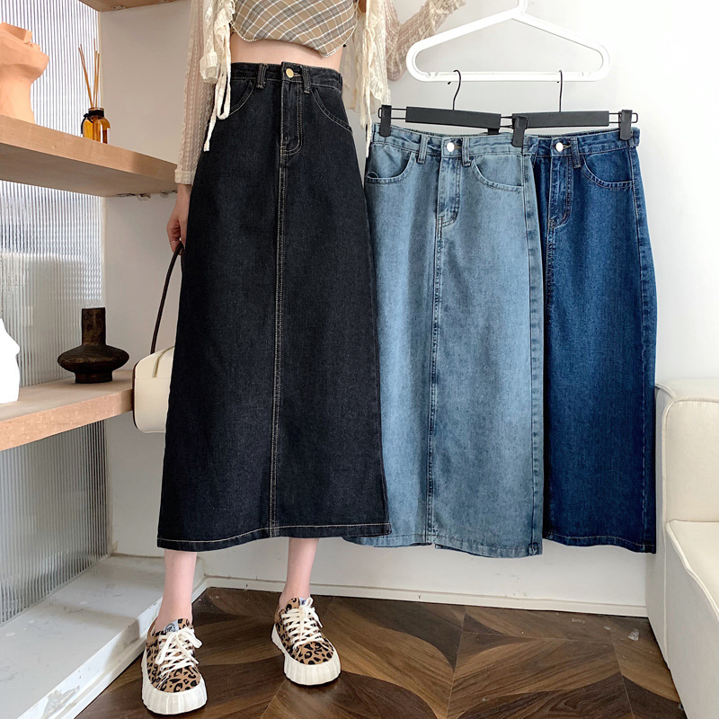 レディース ジーンズ すっきりシルエット ロングデニムスカート
