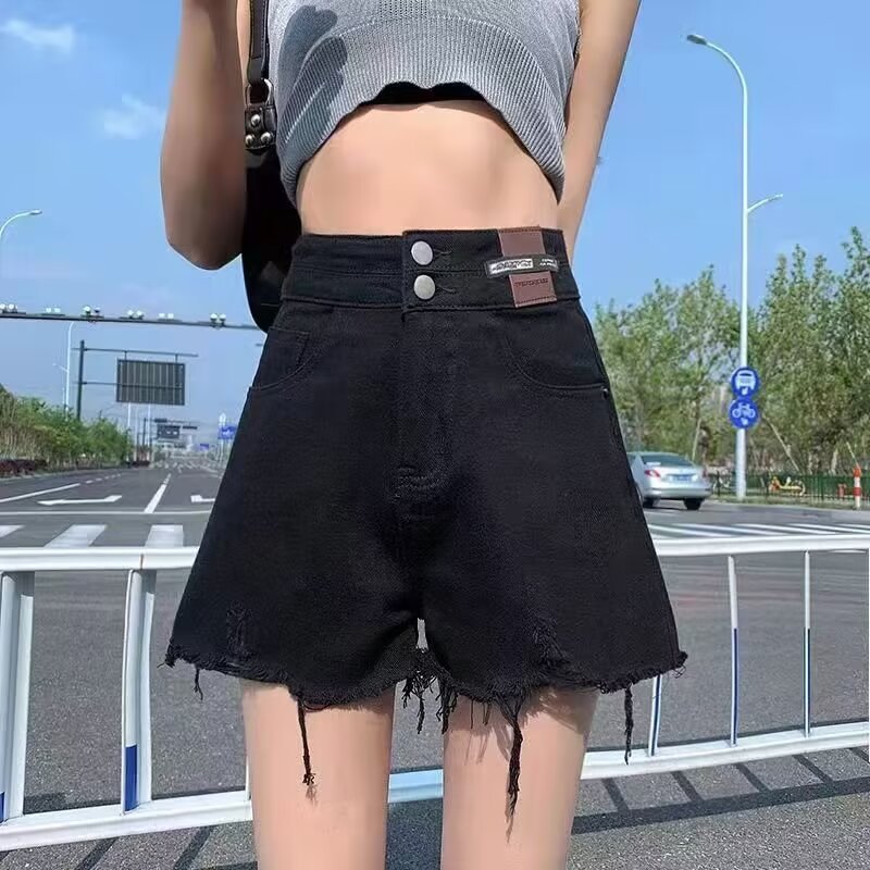 レディースジーンズパンツ フロントダブルボタン デニムショートパンツ