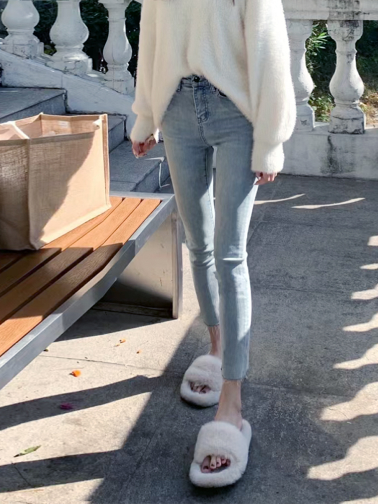 レディースジーンズパンツ すっきりシルエット美脚デニムパンツ