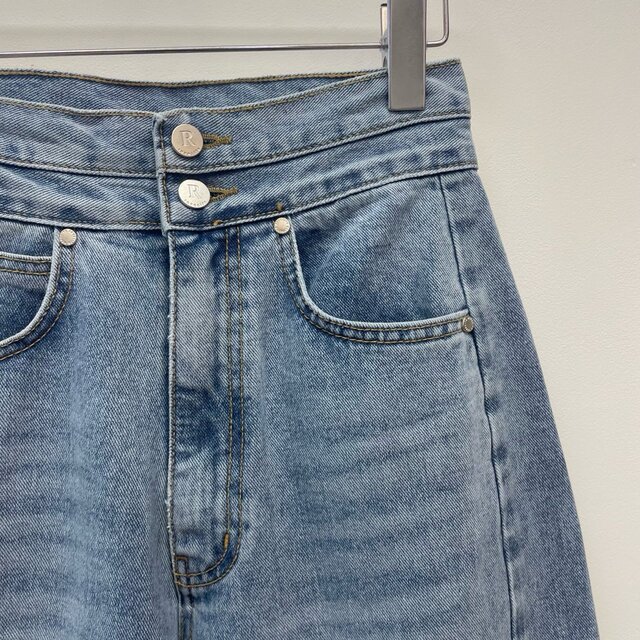 レディースジーンズパンツ ドレープワイドデニムパンツ