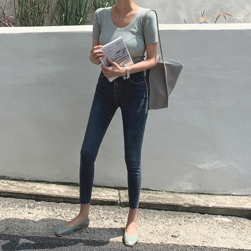 レディース ジーンズ ハイウエスト美脚スキニーデニムパンツ