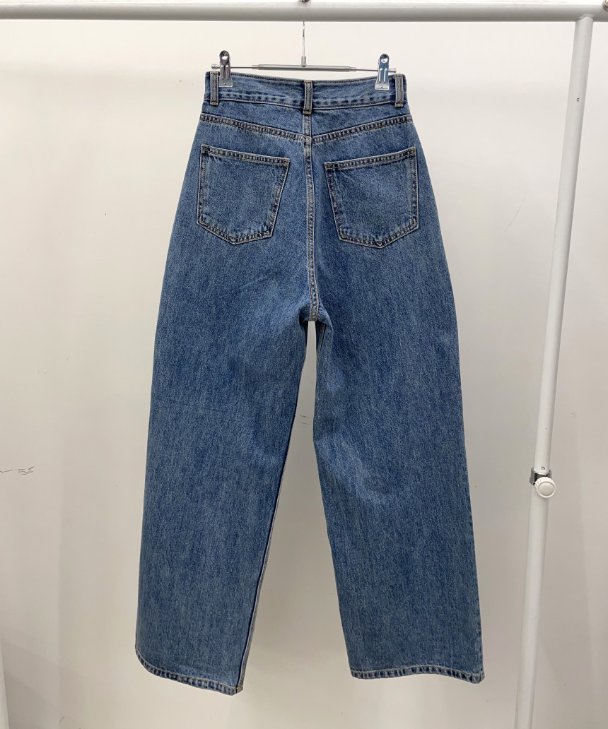 レディースジーンズパンツ ゆったりシルエット デニムワイドパンツ